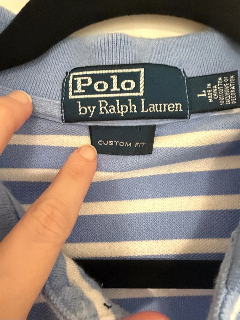 Polo by Ralph Lauren Blue and White Striped Polo with Yellow Pony